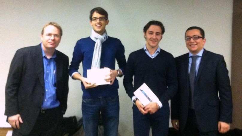Prof. Weber and the winners of the Deloitte OES Prize