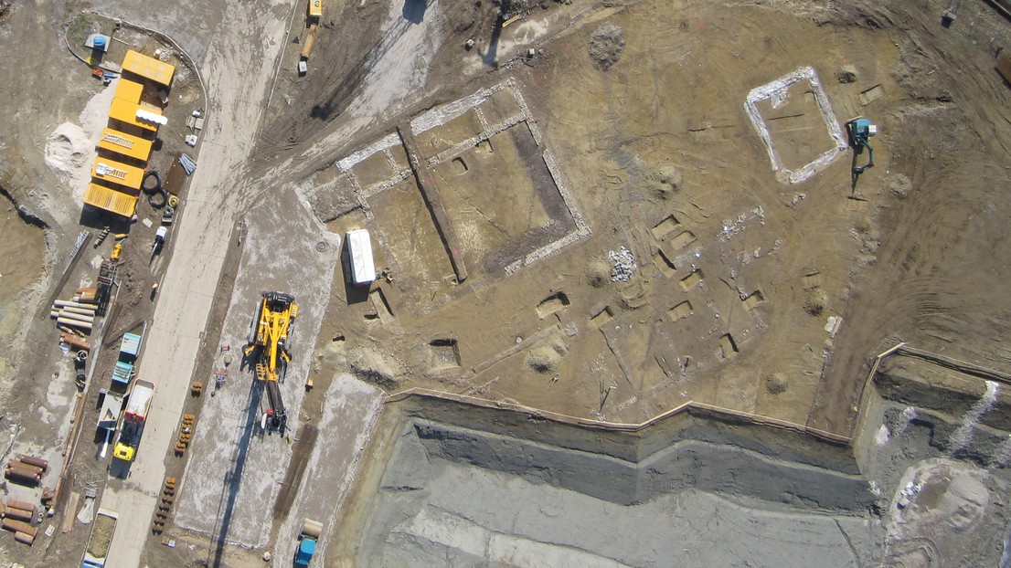 Foundations of Roman walls are clearely visible on this aerial photo. © Sensefly.