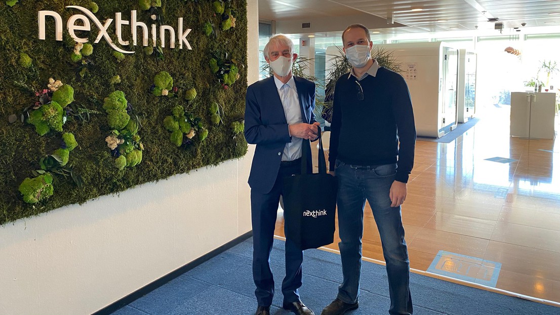 EPFL President Martin Vetterli and Patrick Hertzog, co-founder of Nexthink. © Nexthink EPFL President Martin Vetterli and Patrick Hertzog, co-founder of Nexthink. © Nexthink