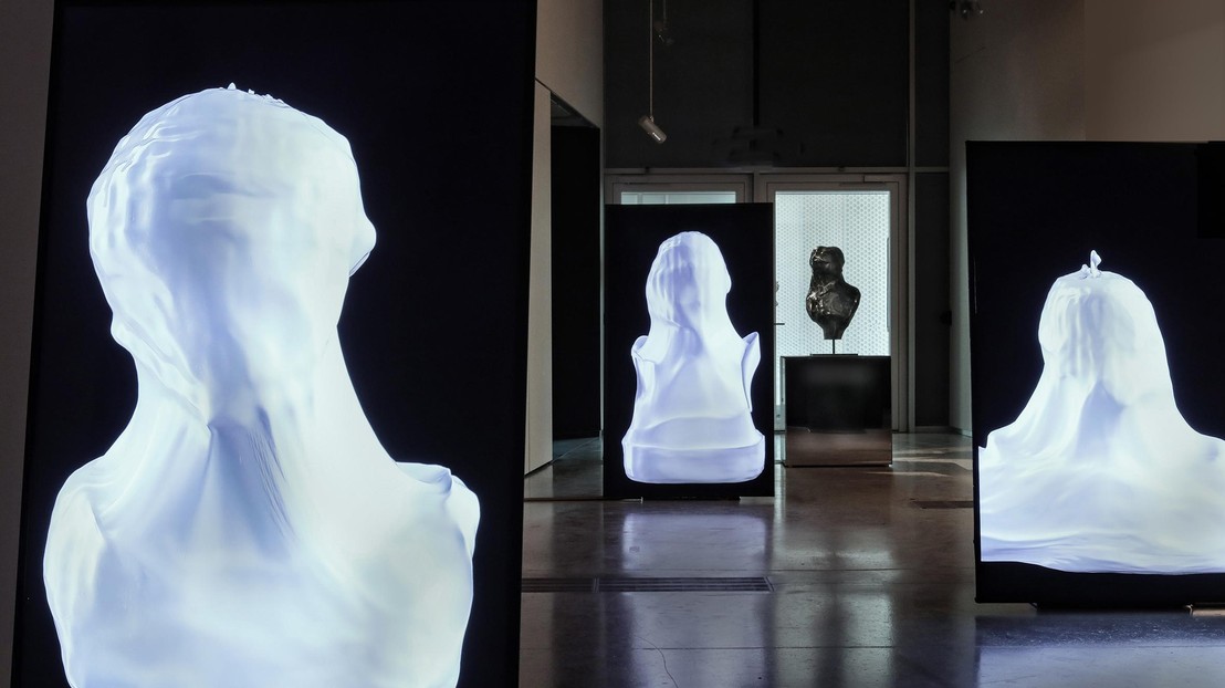 Helin is a sculpture in Carrara marble produced from 3D scans of 120,000 historical busts from all eras. © Alain Herzog/EPFL