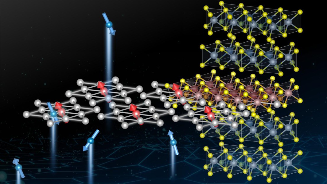 Atomic scale 2D defect in transition metal dichalcogenide. Credit: Edoardo Martino. Atomic structure model rendered using VESTA (https://jp-minerals.org/vesta/en/)