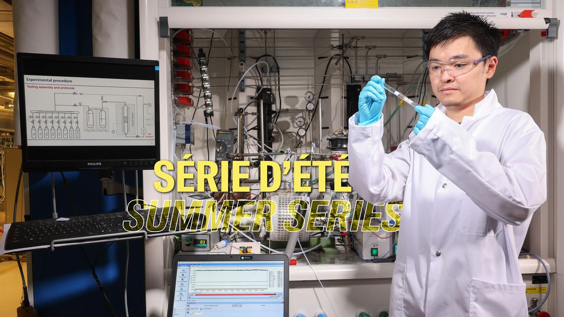 Yosua Hanria completed his Master’s project in a chemistry lab at EPFL’s Valais Wallis campus. 2022 EPFL/Alain Herzog - CC-BY-SA 4.0