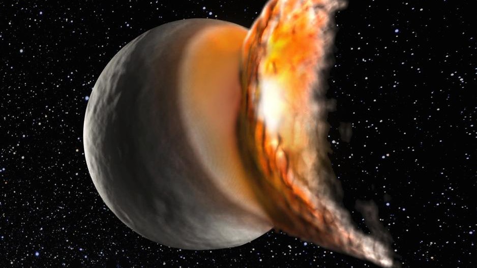 Artist's view of Vesta being hit by a meteorite. Image: Pascal Coderay Artist's view of Vesta being hit by a meteorite. Image: Pascal Coderay