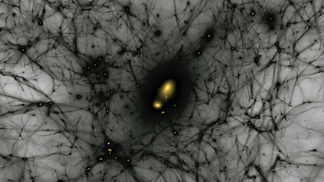 Simulation of formation of dark matter structures from the early universe to today. Credit: Ralf Kaehler/Ethan Nadler/SLAC National Accelerator Laboratory