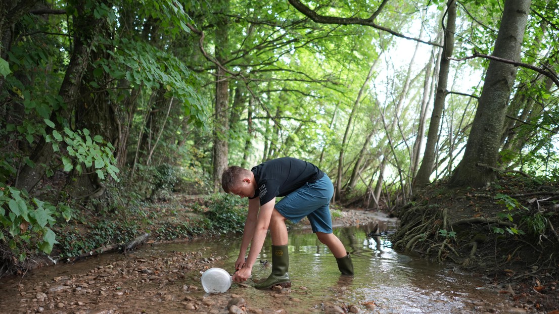 The volunteers went out in the field, collecting sediment and invertebrate samples – indicators of water quality – at 35 sites. © Laureline Duvillard 2024 EPFL