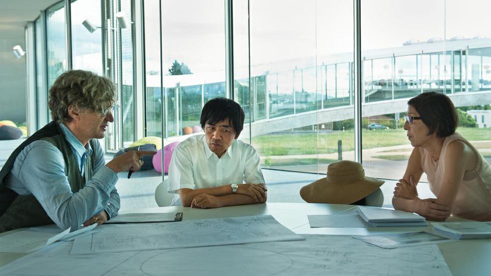 Wenders, Nishizawa and Sejima at the Rolex Learning Center. Photo by Donata Wenders