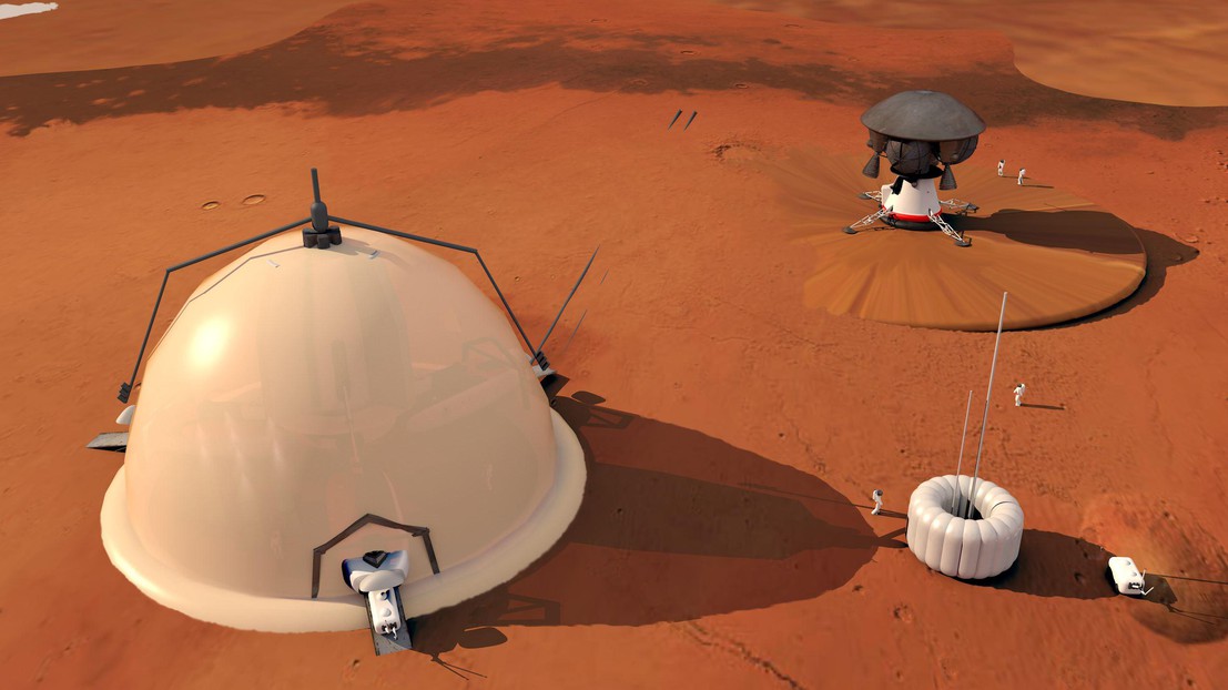 Artist view of a research base on Mars. ©EPFL Artist view of a research base on Mars. ©EPFL