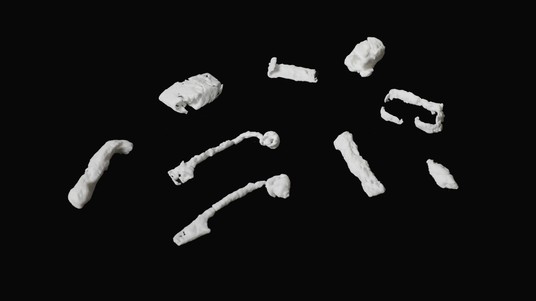 The 3D-printed objects found in the chainmail shirt. © A. Herzog / 2019 EPFL