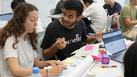 Diane Thouvenin (ECAL) and Harshdeep Singh (EPFL) from Team HapStick © Marius Aeberli