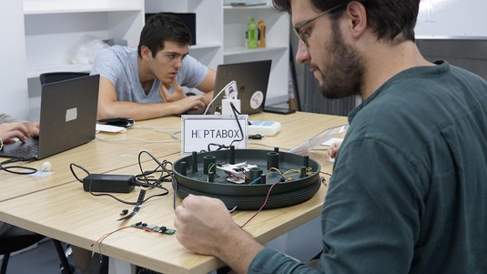 EPFL master's student Theo Denisart works on the Akane prototype © Marius Aeberli