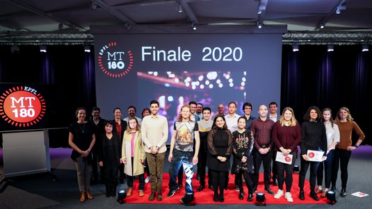 Participants, membrers of the jury and organizers of MT180 2020 © 2020 Alain Herzog