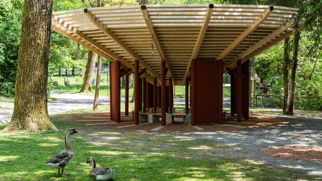 For the roof of the Servion zoo pavilion, EAST's students recovered and installed old slate tiles. © 2020 S. Jenckelman© 2020 S. Jenckelman